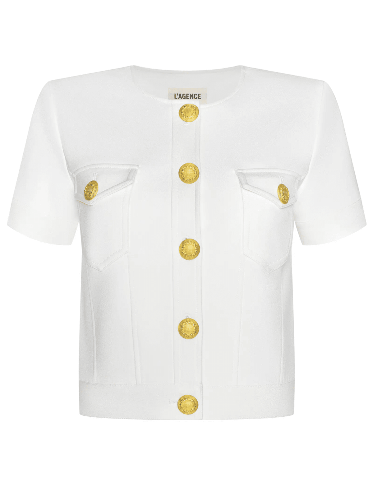 L’AGENCE Nawa short sleeve shirt jacket in white