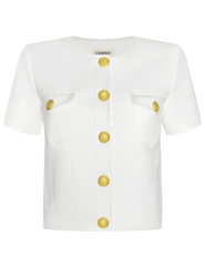L’AGENCE Nawa short sleeve shirt jacket in white