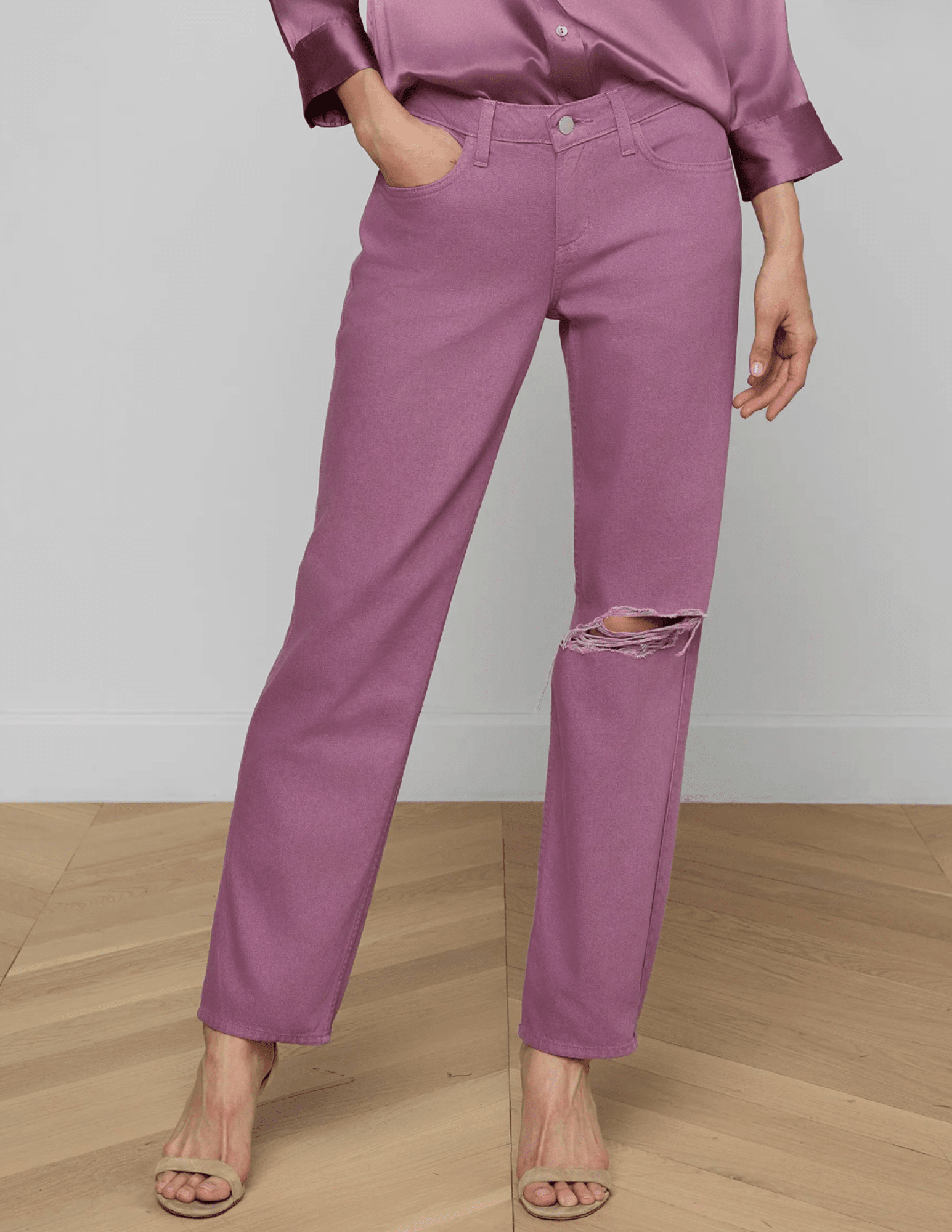 Front view of L’AGENCE Nevia straight leg jeans