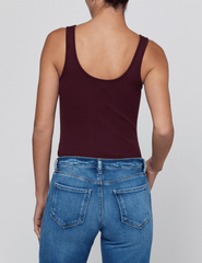 Back view of L'AGENCE Nica Scoop Neck Bodysuit in Deep Sangria