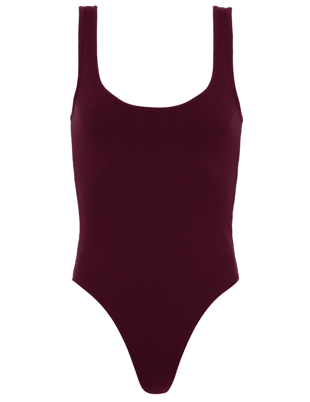 L'AGENCE Nica Scoop Neck Bodysuit in Deep Sangria