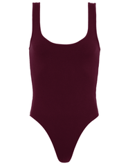 L'AGENCE Nica Scoop Neck Bodysuit in Deep Sangria