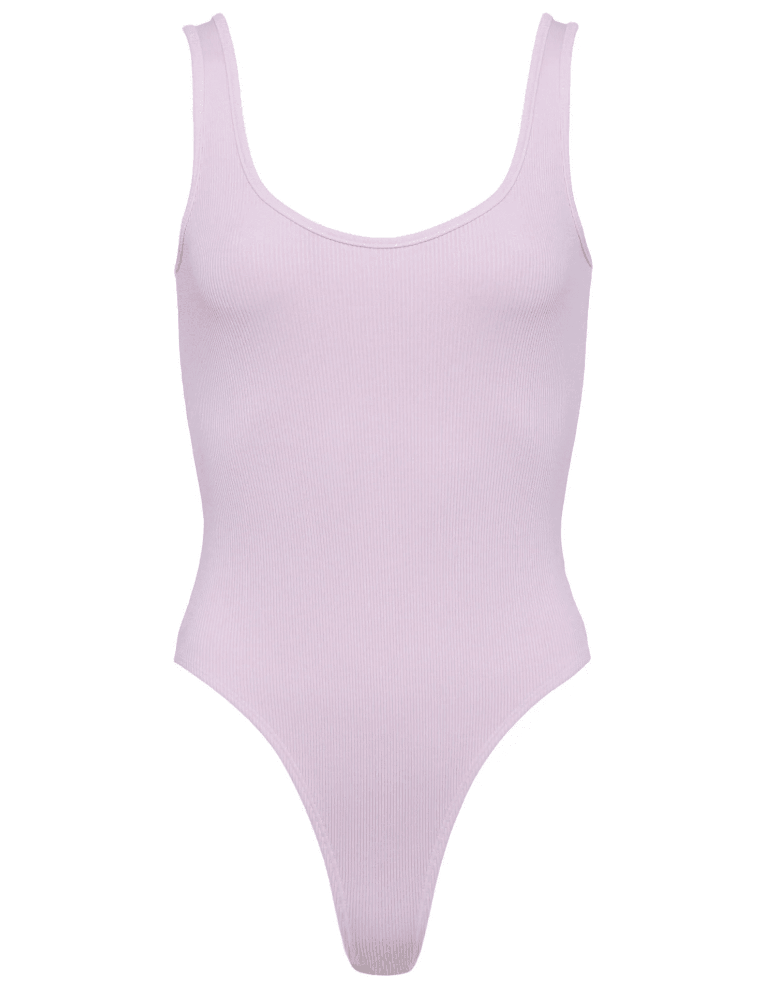 L’AGENCE Nica Scoop Neck Bodysuit in Pale Orchid, flat lay front view on white background.