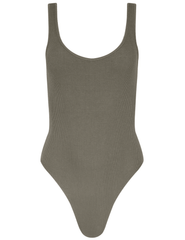 L'AGENCE Nica scoop neck bodysuit in smokey olive
