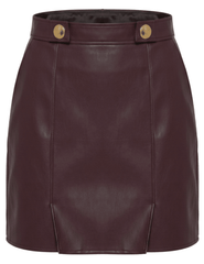 L’AGENCE Nolina Vegan Leather Mini Skirt in Deep Mahogany