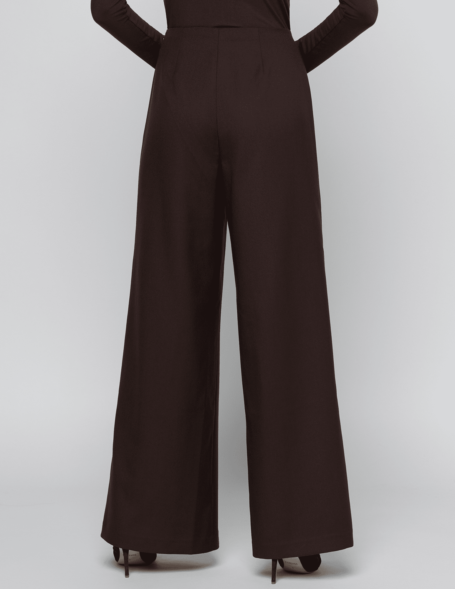 Back view of L'AGENCE Nova Pleated Wide Leg Pant in Dark Java
