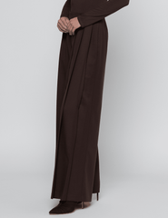 Side view of L'AGENCE Nova Pleated Wide Leg Pant in Dark Java