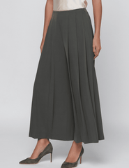 Side view of L'AGENCE Novalynn Cropped Wide Leg Pant Ash Olive