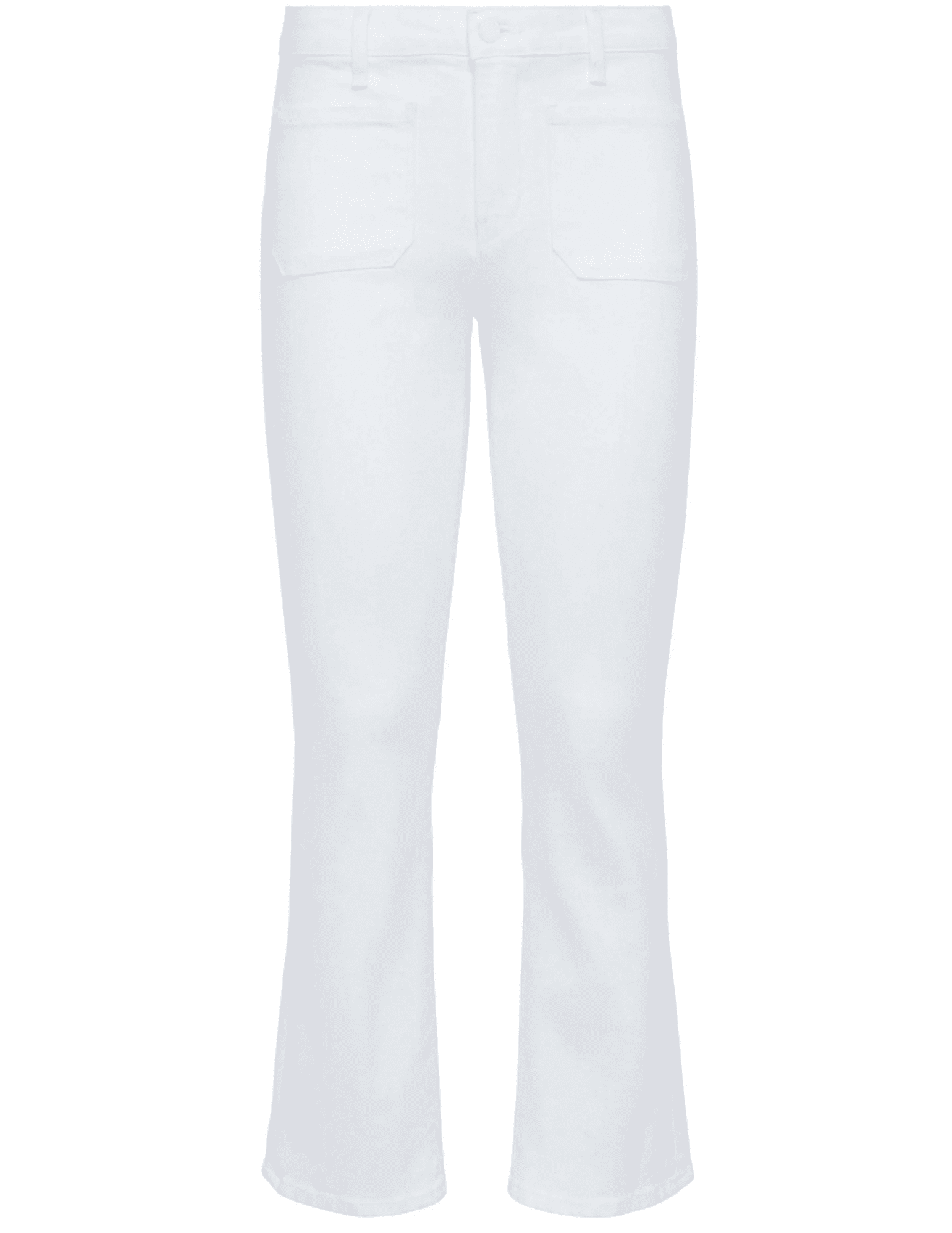L'AGENCE Noya cropped slim flare jeans in Blanc, white high-rise women's denim with a slim fit and subtle flared leg front view