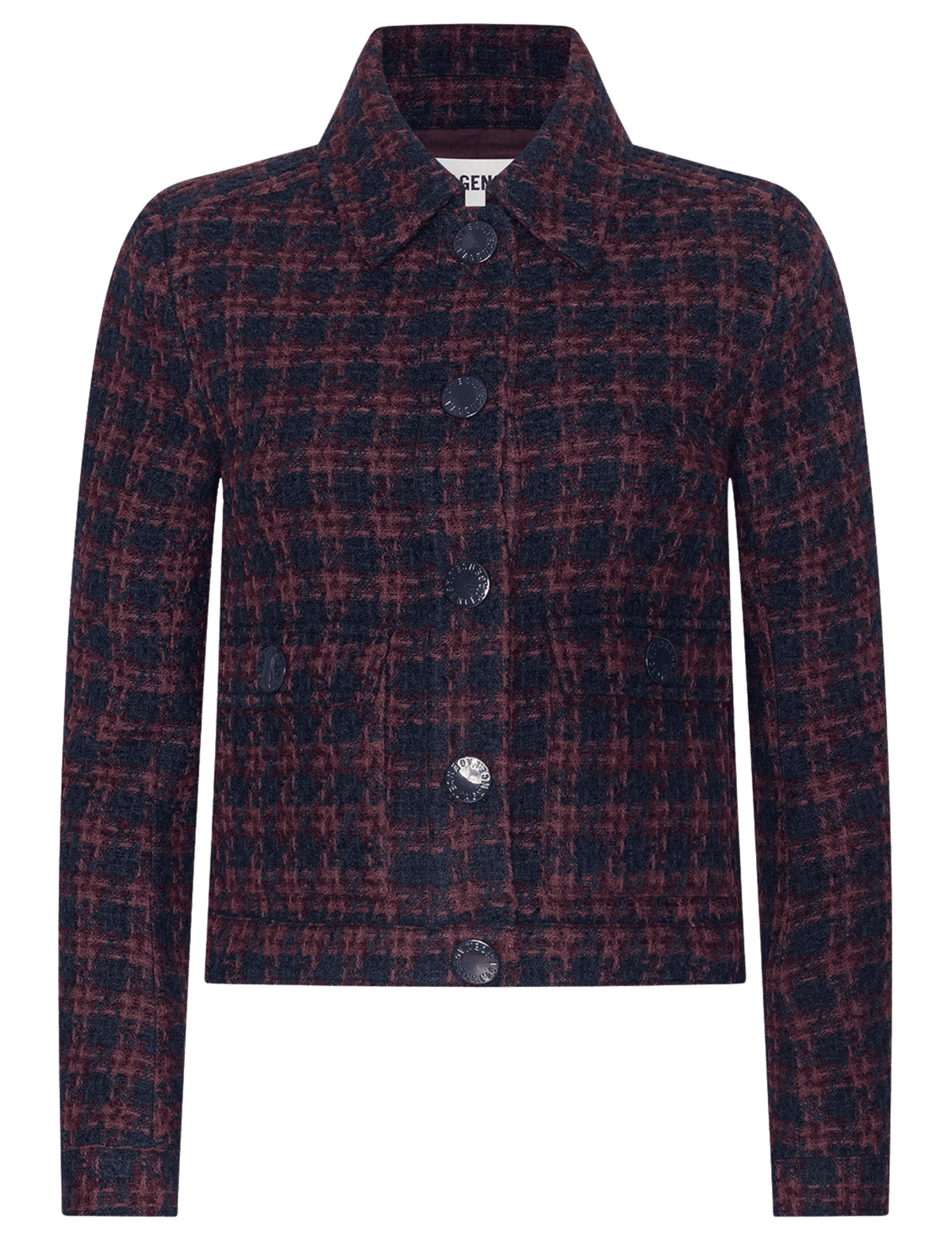 L’AGENCE Nyx Cropped Jacket in Midnight Burgundy Tweed