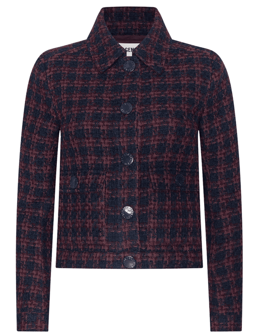 L’AGENCE Nyx Cropped Jacket in Midnight Burgundy Tweed