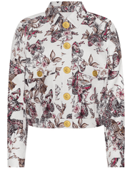 L’AGENCE Nyx cropped jacket in white butterfly jungle print