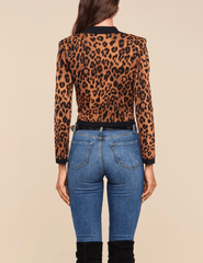 Back view of L’AGENCE Osiris Leopard Jacquard Cardigan