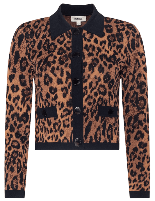  L’AGENCE Osiris Leopard Jacquard Cardigan