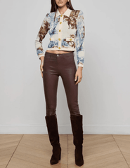 Americana-inspired jacquard cardigan in tan multi toile by L’AGENCE