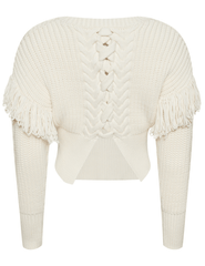 Back ghost image of L’AGENCE Ottavia Lace Back Pullover in ivory