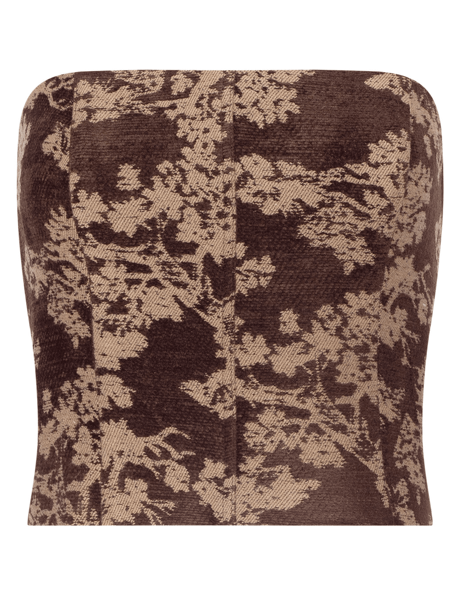 L'AGENCE Paulette Jacquard Strapless Corset Brown Floral Tapestry