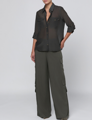 L'AGENCE Pearson Military Blouse Ash Olive full body