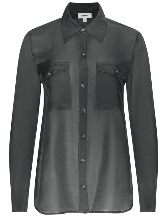 L'AGENCE Pearson Military Blouse Ash Olive