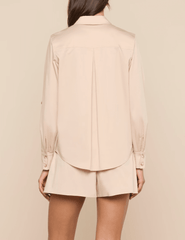 L’AGENCE Pearson poplin military blouse biscuit back view