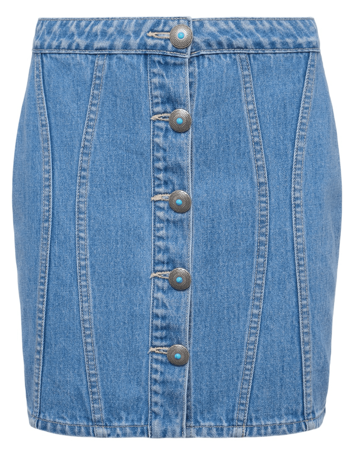 L'AGENCE Phia seamed denim mini skirt in Hartland wash, stylish high-quality women's denim skirt with detailed seam design