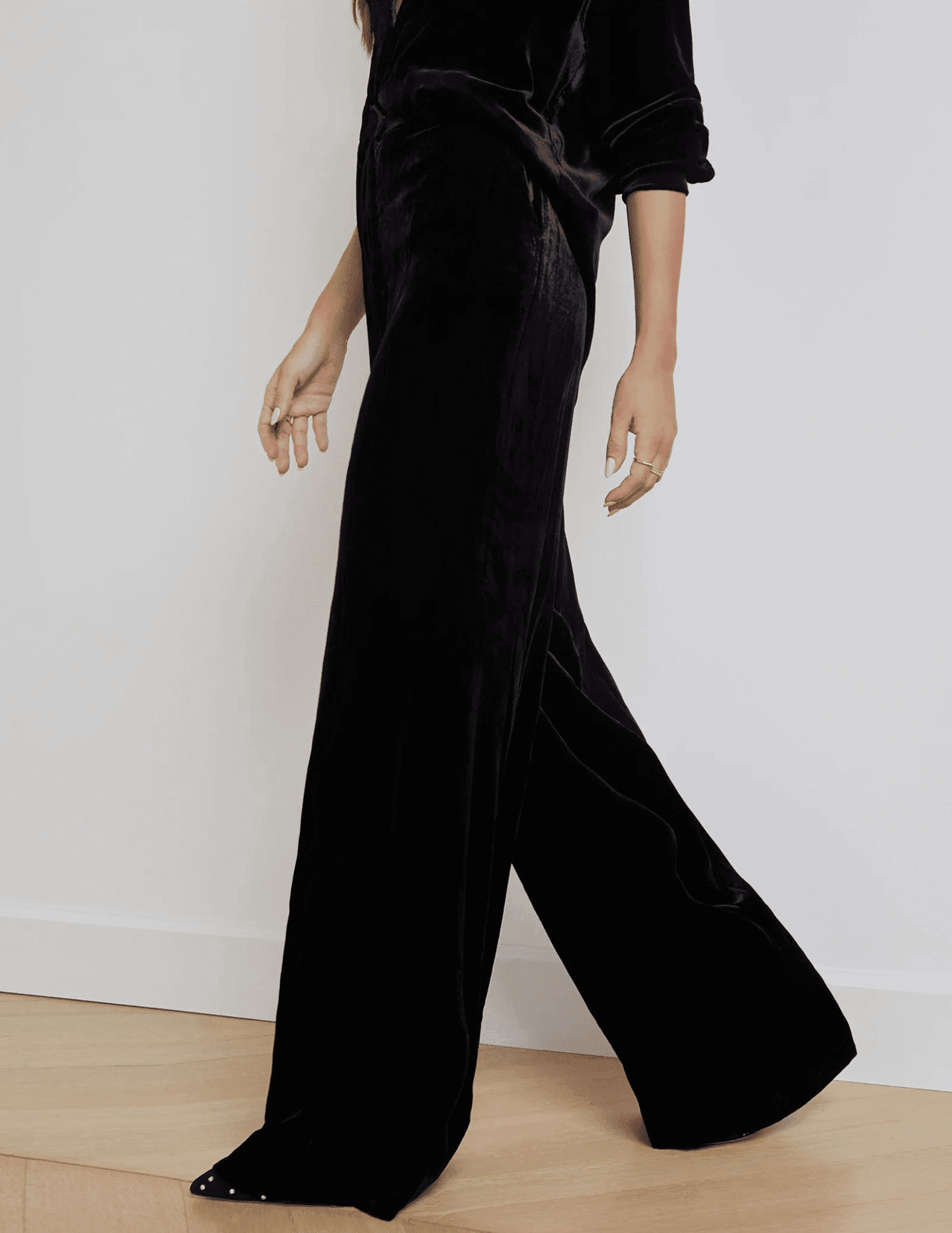 L'Agence -L'Agence Pilar Velvet Wide Leg Pant - Buy Online