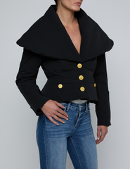 Side view of L’AGENCE Pippa Blazer highlighting structured cut and oversized collar.