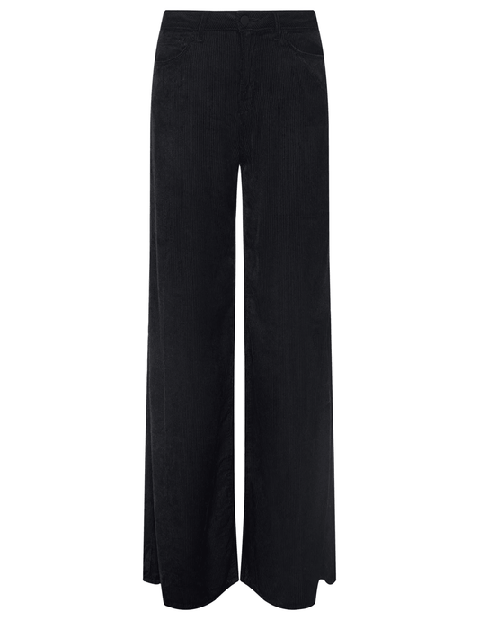 L’AGENCE Quincy High Rise Ultra Wide Leg Corduroy Jeans in Black,