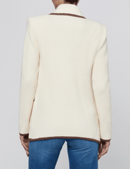 Back view of L'AGENCE Ranch Knit Blazer Ivory Dark Cappuccino