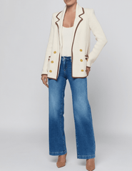 Full body view of L'AGENCE Ranch Knit Blazer Ivory Dark Cappuccino