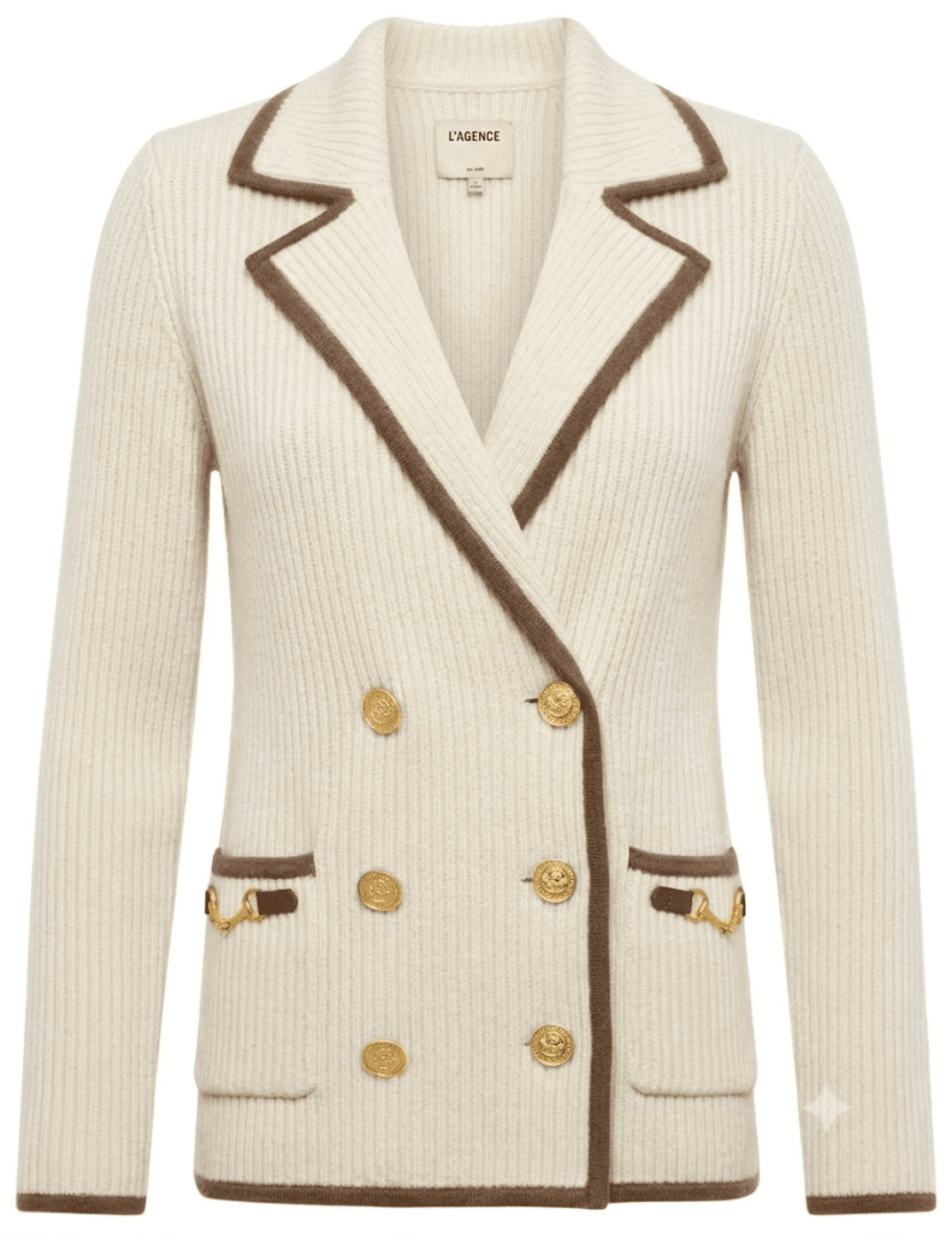 L'AGENCE Ranch Knit Blazer Ivory Dark Cappuccino