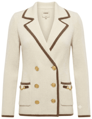 L'AGENCE Ranch Knit Blazer Ivory Dark Cappuccino