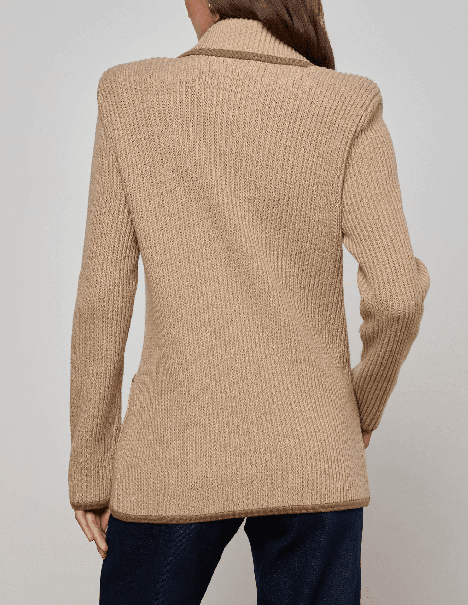 L’AGENCE Ranch Knit Blazer in Natural Brown-back 