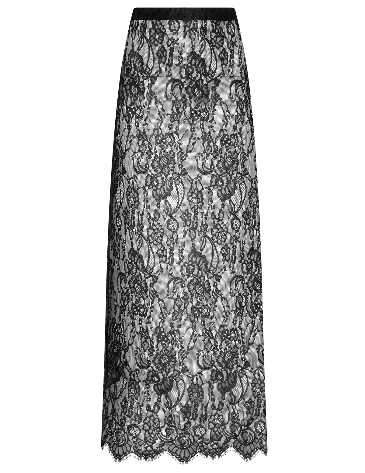 L'AGENCE Raymonde Lace Maxi Skirt in Black