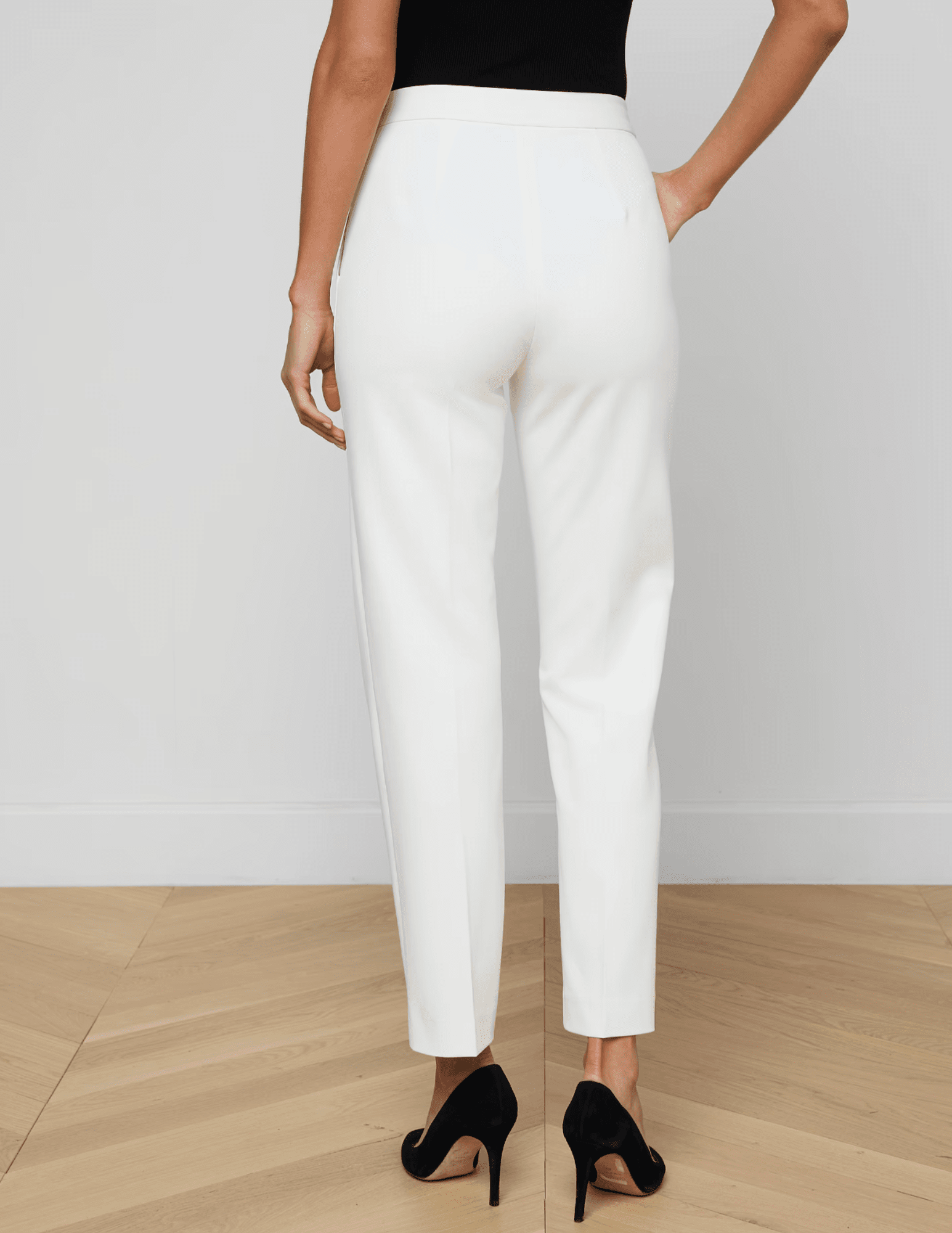 L'AGENCE Rebel high-waisted straight-leg trouser in white back
