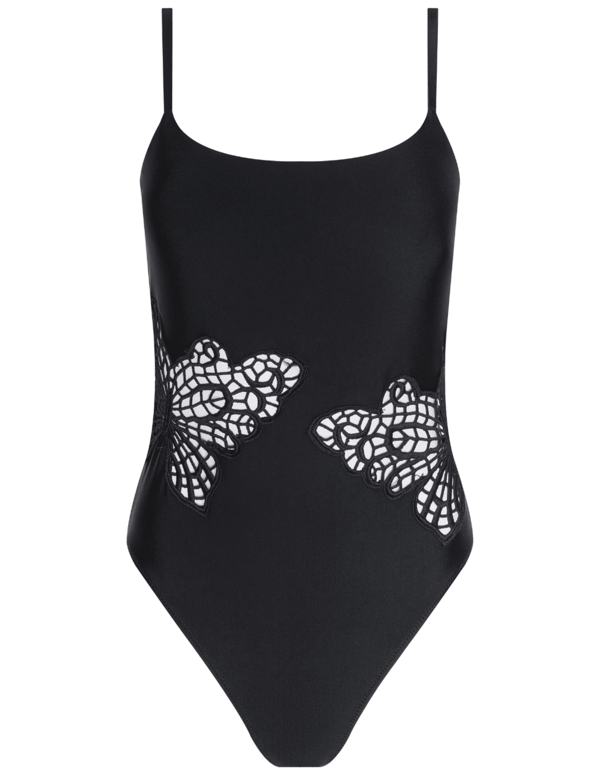 LAGENCE Remi black one piece swimsuit crochet butterfly