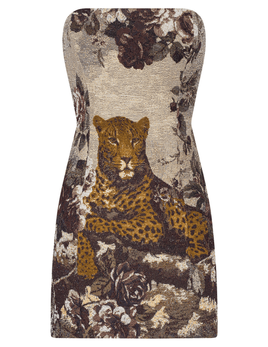 L’AGENCE Renee Strapless Tapestry Mini Dress