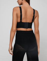 Back view of LAgence Reverie pointelle knit bralette in black