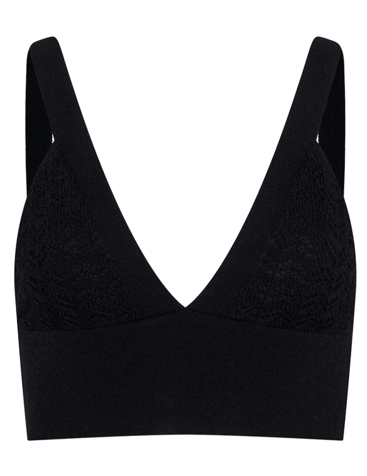 LAgence Reverie pointelle knit bralette in black
