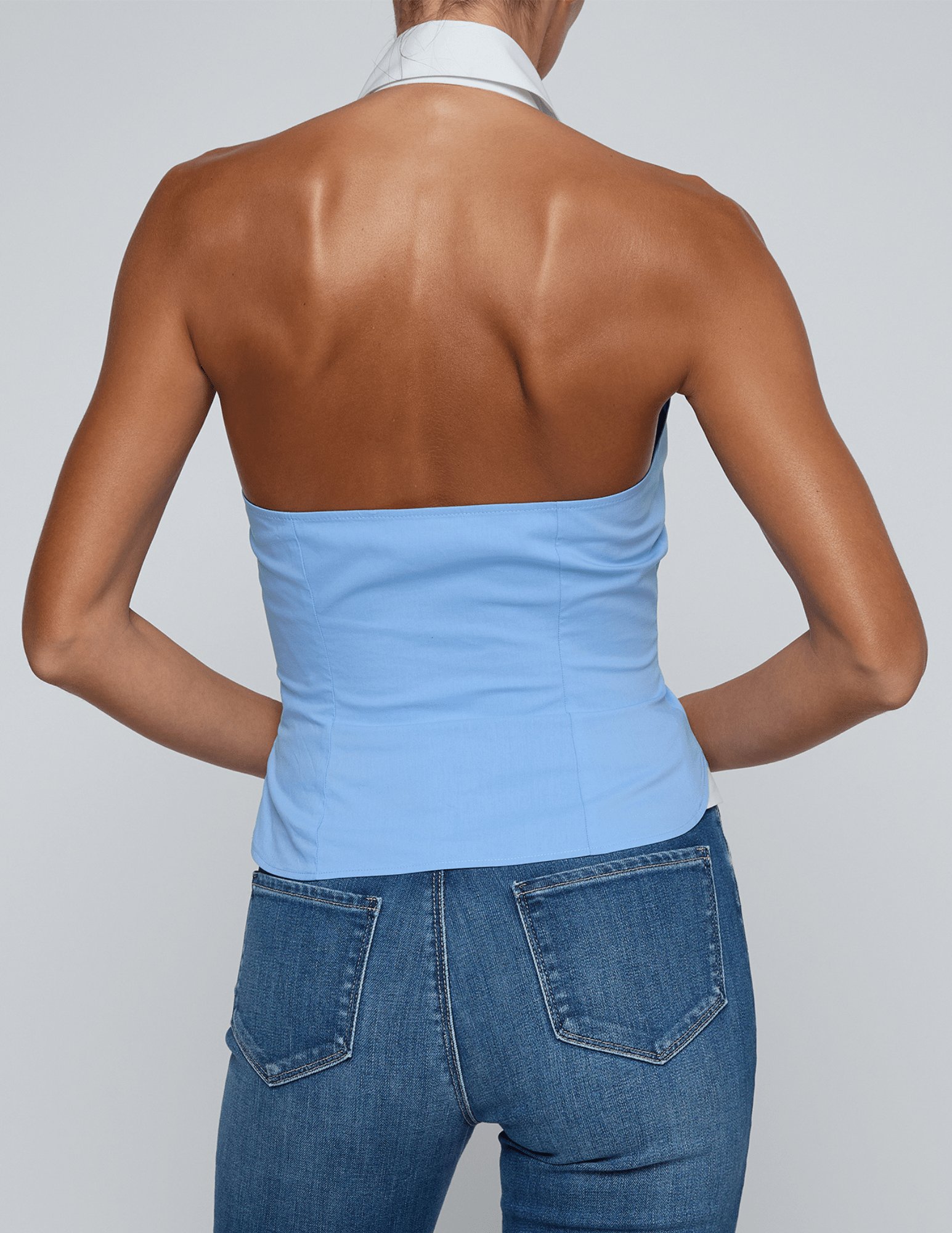 Back view of L'AGENCE Rina sleeveless halter top