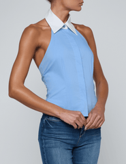 Side view of L'AGENCE Rina sleeveless halter top