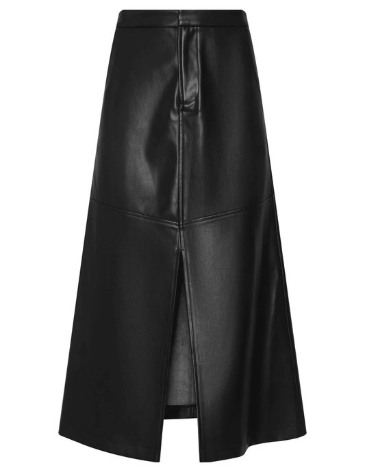 L'AGENCE Robyn A-Line Vegan Leather Midi Skirt