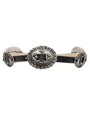 L'AGENCE Rocha Western Belt in Black Lizard Embossed