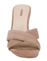 L'AGENCE Rosaline Wedge Espadrille Slide Sandal in Cappuccino Suede front