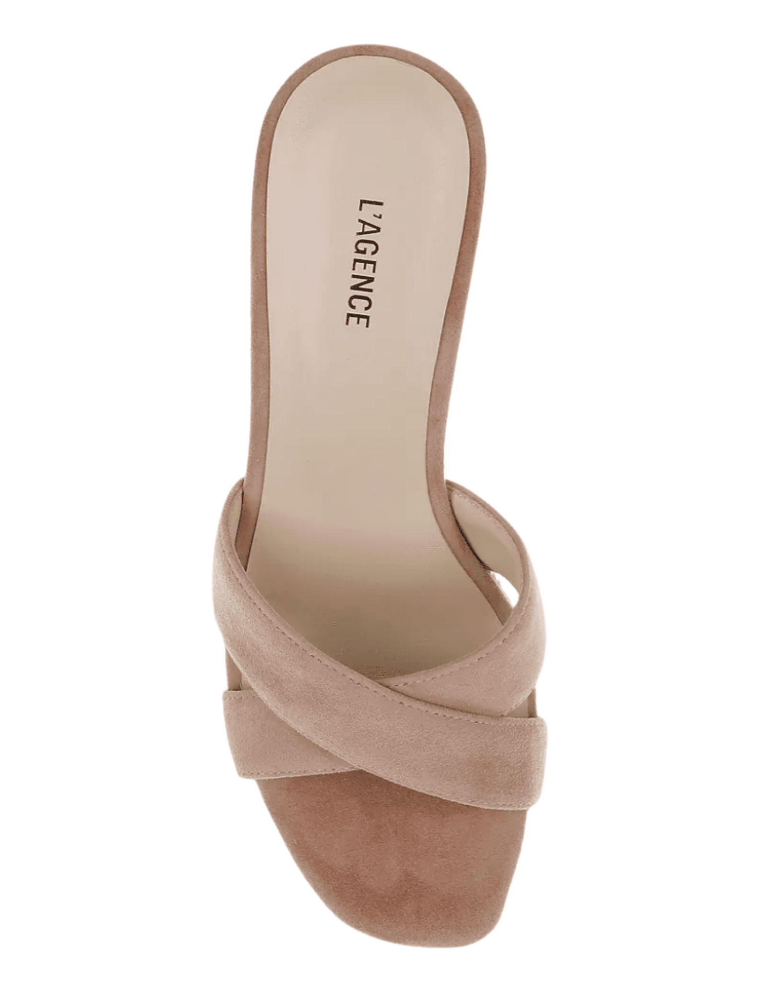 L'AGENCE Rosaline Wedge Espadrille Slide Sandal in Cappuccino Suede top