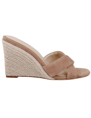 L'AGENCE Rosaline Wedge Espadrille Slide Sandal in Cappuccino Suede