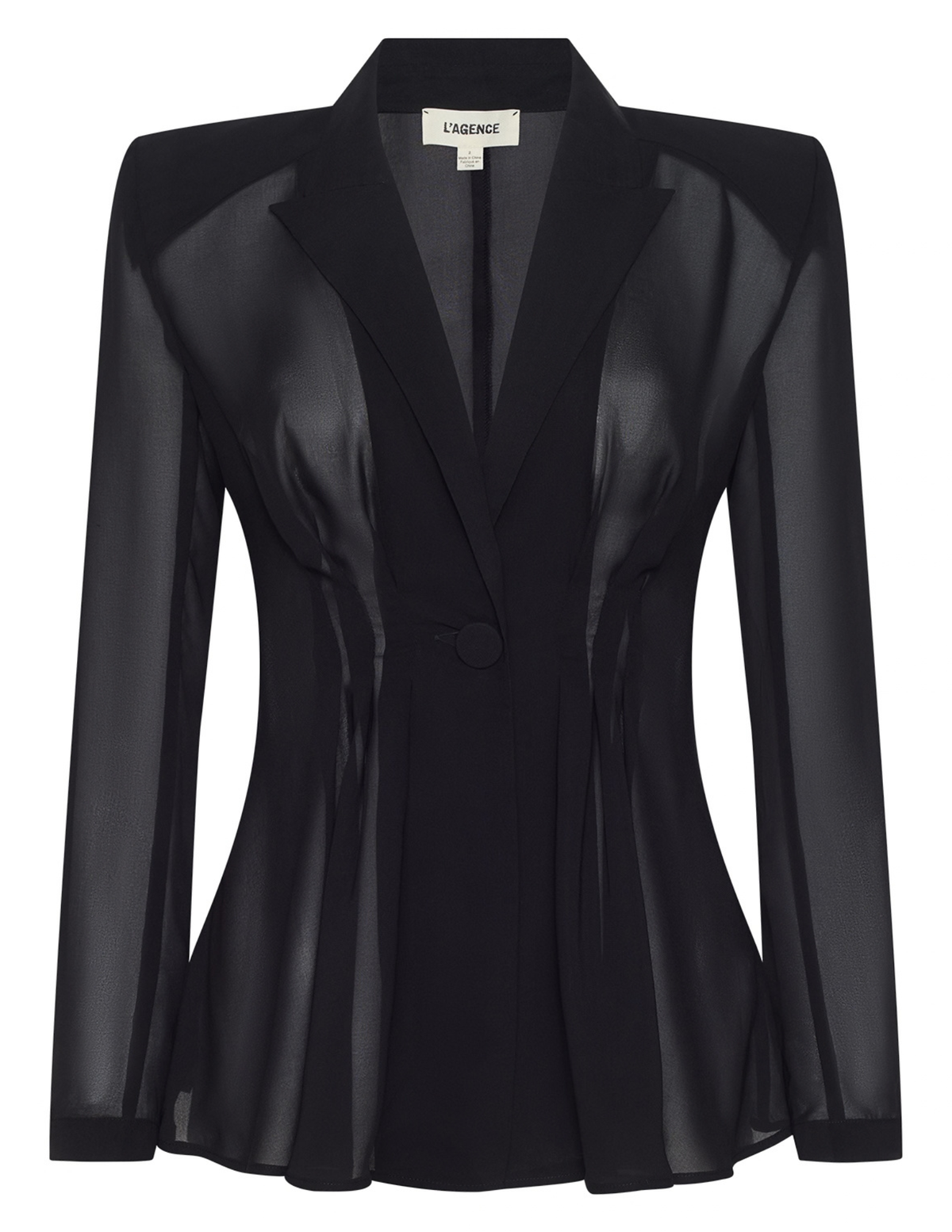 L'AGENCE Rouvier Sheer Cinched Blazer in black
