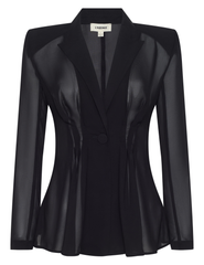 L'AGENCE Rouvier Sheer Cinched Blazer in black