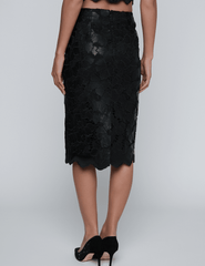 Back view of L’AGENCE black vegan leather pencil skirt