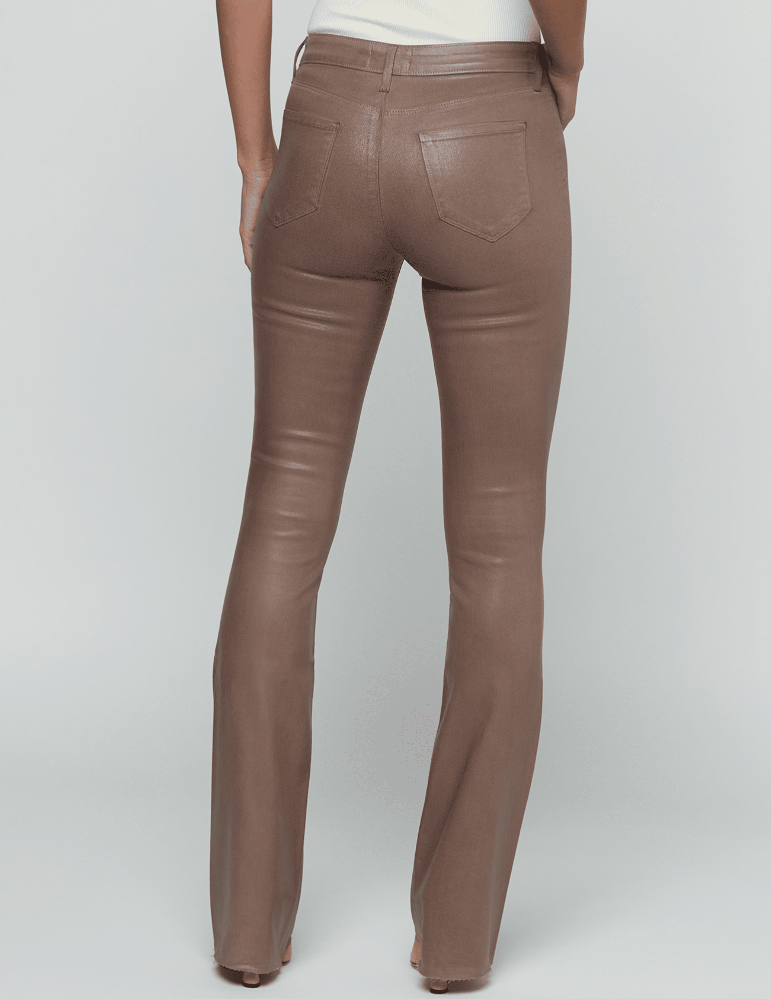 Back view of L'AGENCE Ruth High Rise Straight Coated Jean in Cardamom